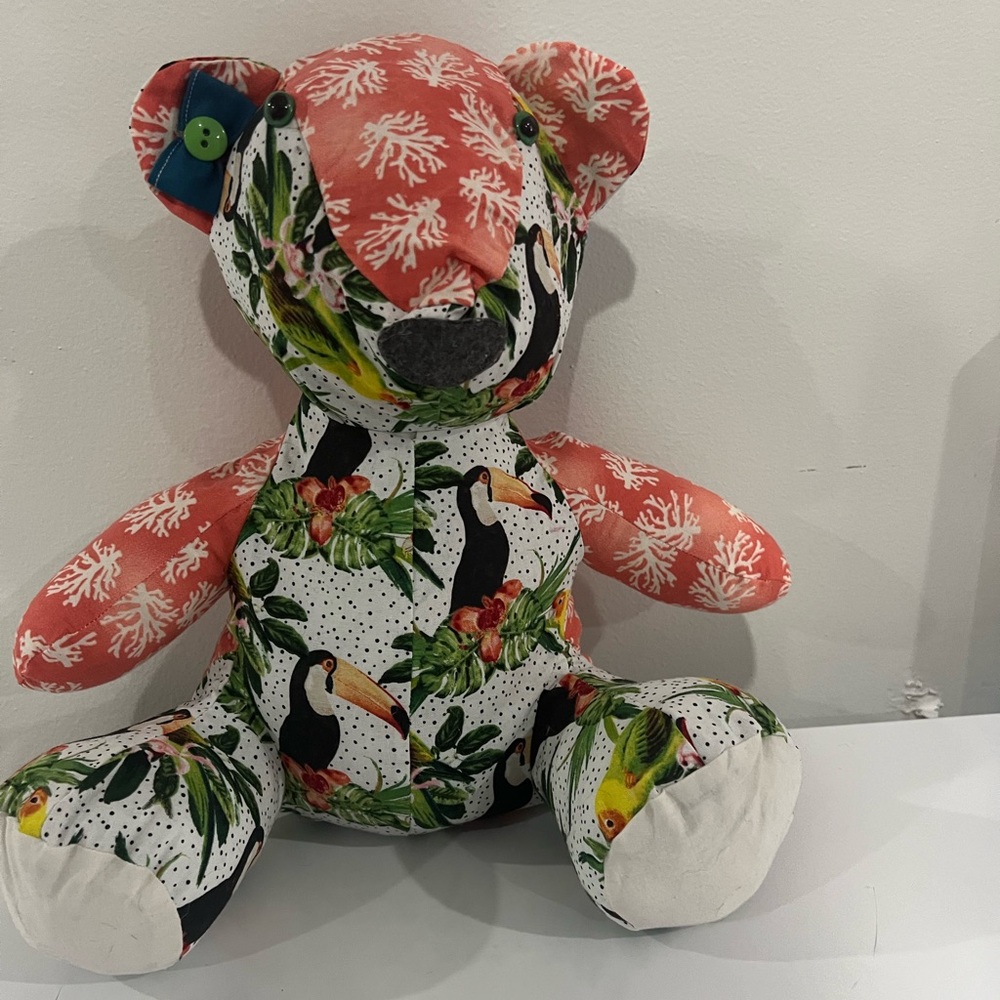 Colorful Toucan Patterned Stuffed Animal